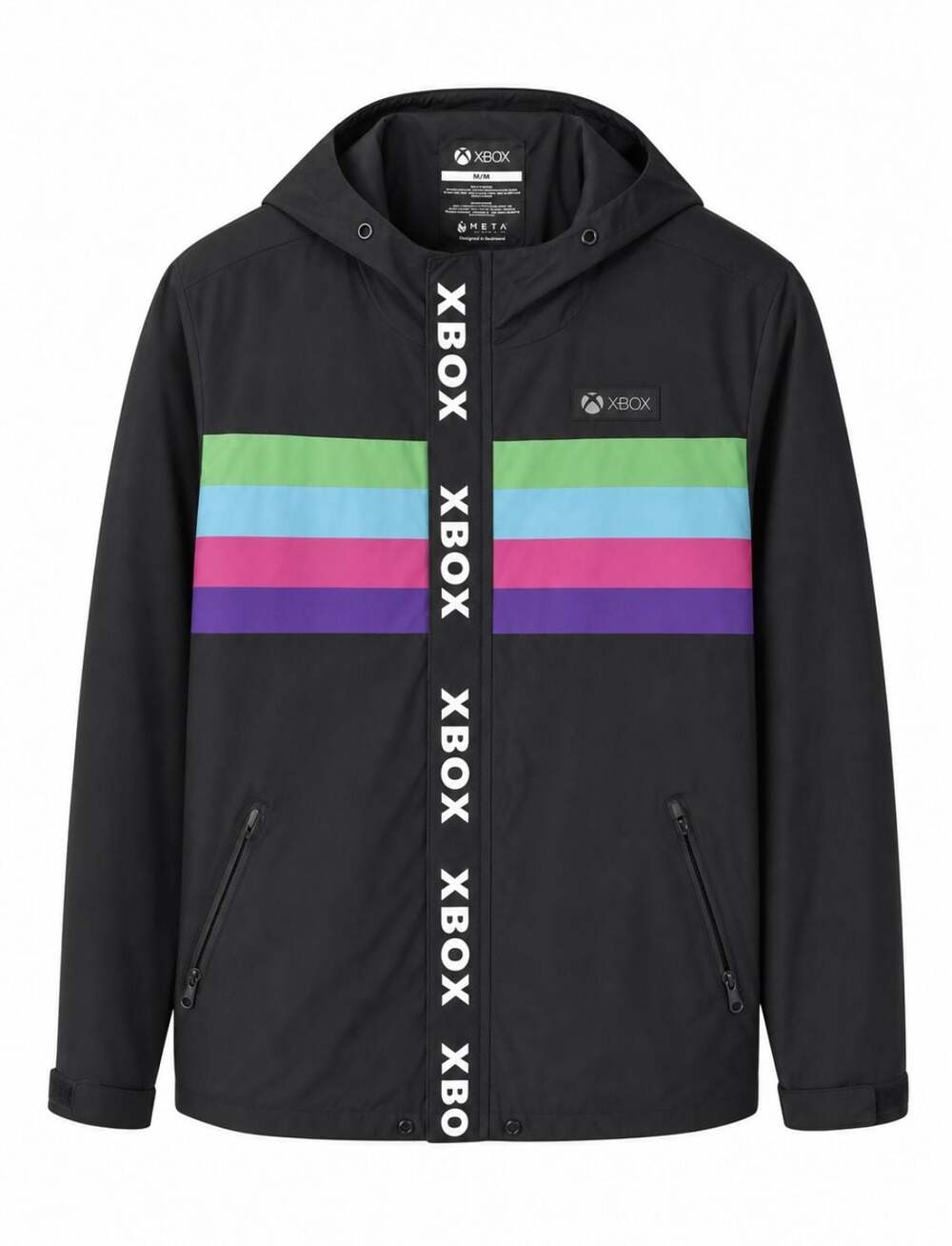 Xbox Meta Threads Windbreaker Jacket Black Size M